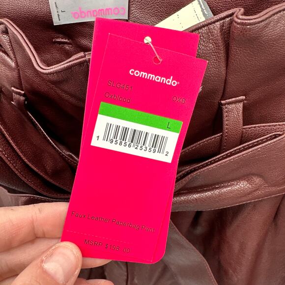 COMMANDO NWT Faux Leather Paperbag Pants in Oxblood // L - Picture 10 of 14